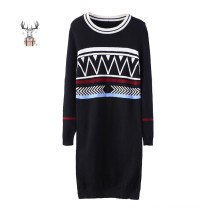 Latest Design Pattern Jacquard Knitwear Custom Knit Women Plus Size Sweater Dress